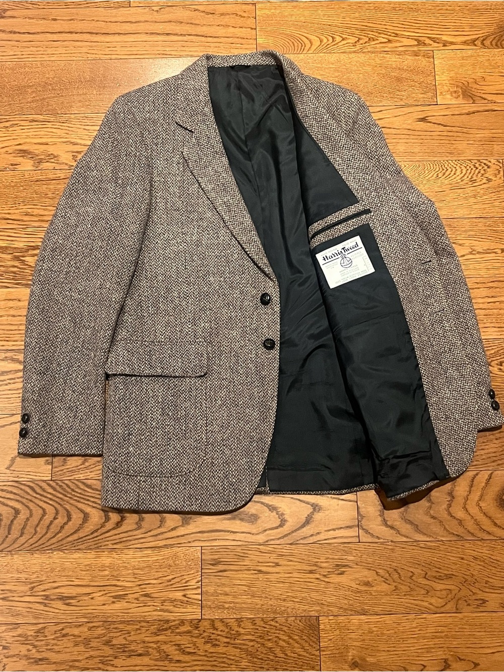 Harris Tweed Men’s 40R Wool Blazer Grey Blue Scottish Sport Coat